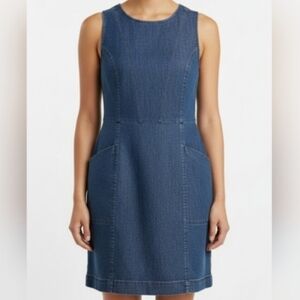 Boden Tamara Womens Blue Denim Sleeveless Knee Length Dress Sz 6